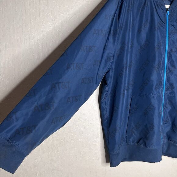 AT&T All Over Logo Blue Uniform Full Zip Bomber Style Jacket Mens Size 2XL - Picture 2 of 9